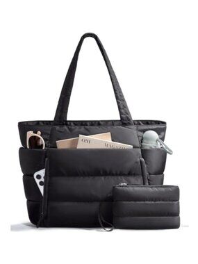 Puffer Tote Bag Lightweight Quilted Puffy Work Handbag 15.6 Laptop